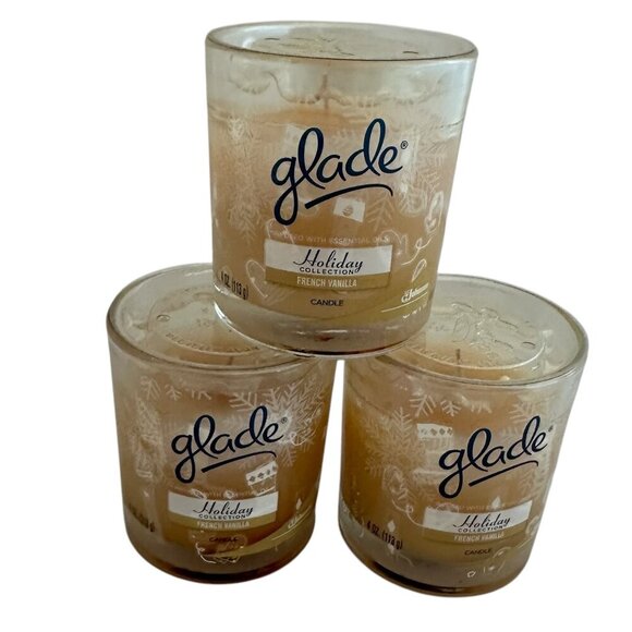 Glade THREE Limited Edition Collection French Vanilla Scent 4 Oz Glass Jars NEW - Picture 1 of 7